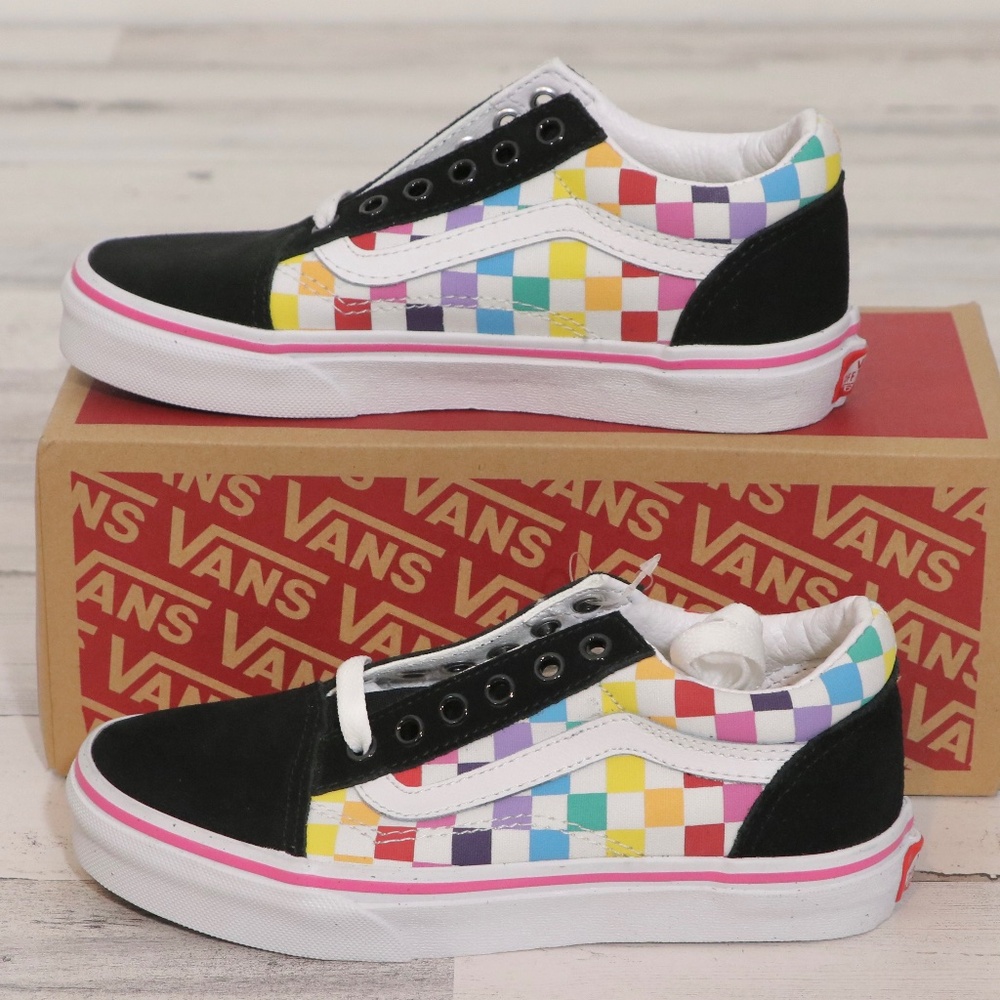 Vans Checkerboard Low Top Sneakers - Black, White, Pink, Yellow, Blue, Purple